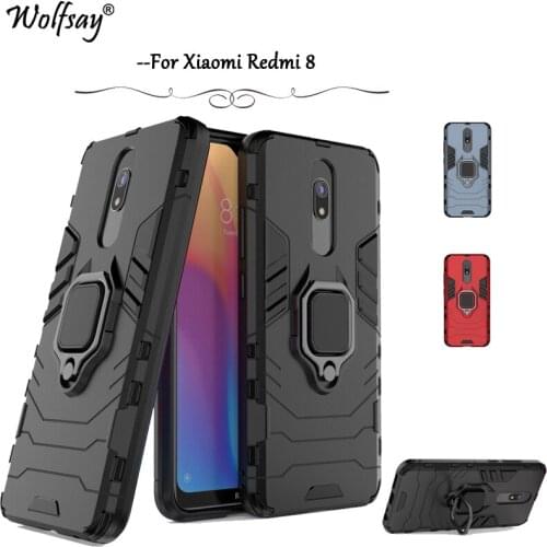 For Xiaomi Redmi 8 Case Armor Metal Finger Ring Holder Hard PC Phone Case For Xiaomi Redmi 8 Protective Cover For Xiaomi Redmi 8
