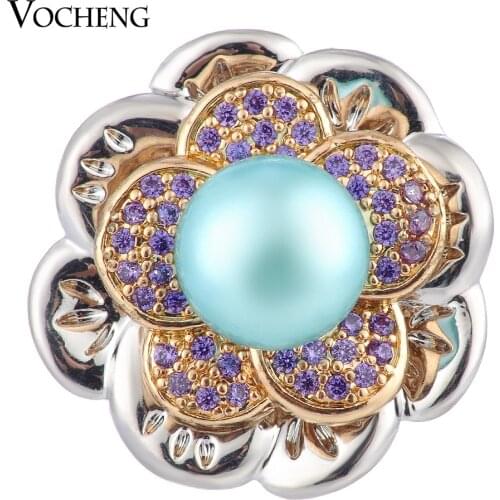 CZ Stone Vocheng Ginger Snap Simulated pearl Garden Luxury Brass Material Interchangeable Jewelry 18mm 3 Colors Vn-1695