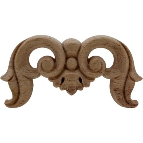 Wood Carved Corner Onlay Applique Door Cabinet Rose Unpainted European Style Vintage Home Decor Garden Decoration Accessories