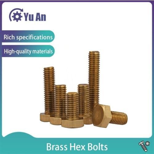 DIN933 Factory Wholesale Environmental Protection Brass Hexagon Bolt Copper Screw Copper Hexagon M3-M12 5Pcs