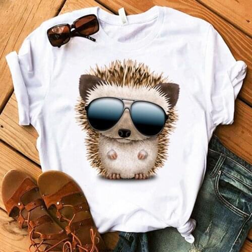 Hedgehog T-Shirt Summer Women Anime Kawaii Cartoon Tshirt Harajuku Vogue Casual Female Easy Matching Round Neck Tshirts