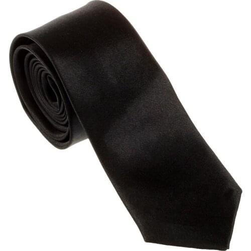 Hot kf- Unisex Casual Necktie Skinny Slim Narrow Neck Tie - Black