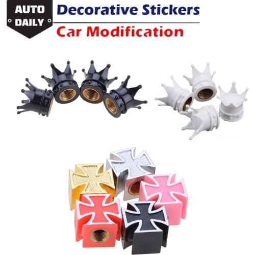 Stylish Crown Tire Valve Stems Caps Car Wheel Tire Valve Cover 4 Piece Decorative Aluminum Universal ,Car Accessories