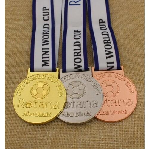 Round Metal Medal Football Logo Medal Hot Gold, Silver and Bronze Medals