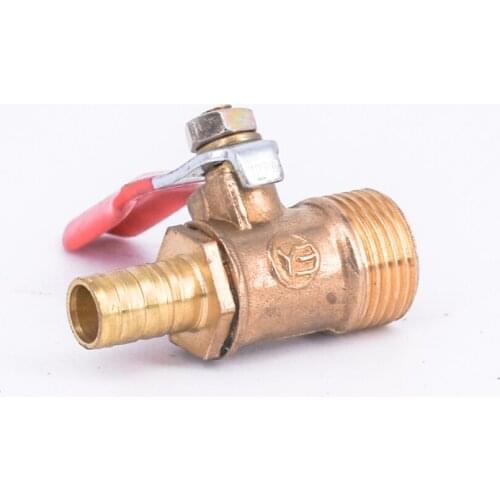 DN10 3/8" BSP Male x 8mm Hose Barb Tail Brass Ball Valve Water Gas 57 PSI Hole 7mm With Red Handle