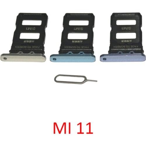 SIM Card Chip Tray For Xiaomi Mi 11 Original Phone New SIM Micro SD Card Slot Holder Adapter Black Blue Purple Silver With Pin