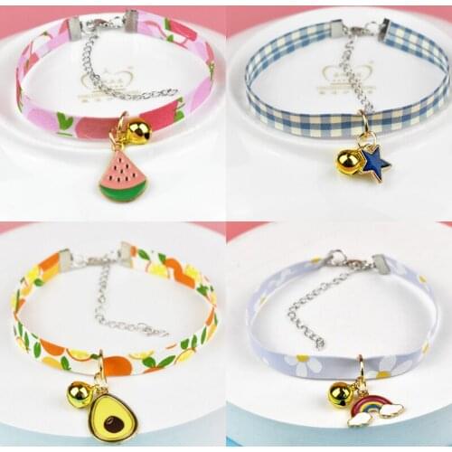 Cute Cat Collars With Fruit Pattern Pendant Adjustable Collar Puppy Kitten Necklace Cats Collars Pet Supplies Collier For Kitten