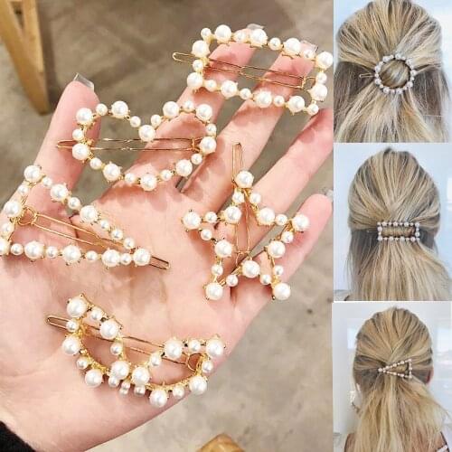 Fashion Crystal Pearl Hair Clips Metal Hairclip Elegant Barrette Bobby Hair Pins Wedding Hair Styling Tool Hair Clips for Women