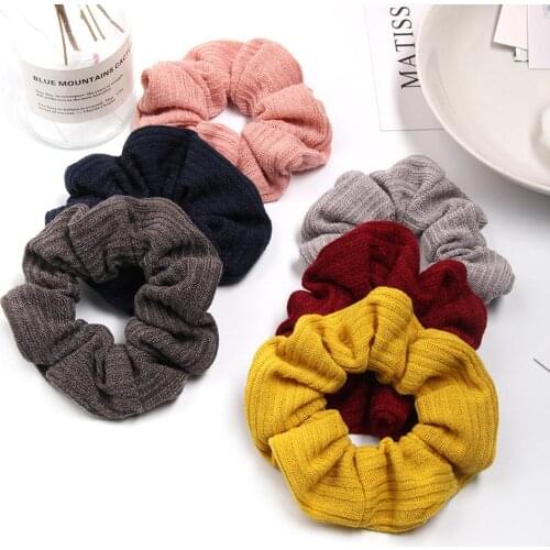 Solid Color Knitting Hair Ties Knitting Fabric Elastic Striped Hair Bands Casual ​Hair Accessories Headbands For Women Girls