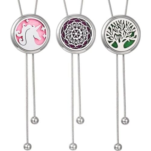 Aromatherapy Diffuser Necklace Perfume Essential Oil Diffuser Locket Necklace Stainless Steel Adjustable Chain Tassel Necklaces