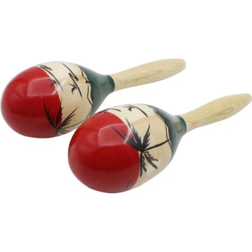 Pair of Wooden Large Maracas Rumba Shakers Rattles Sand Hammer Percussion Instrument Musical Toy for Kid Children Party Games