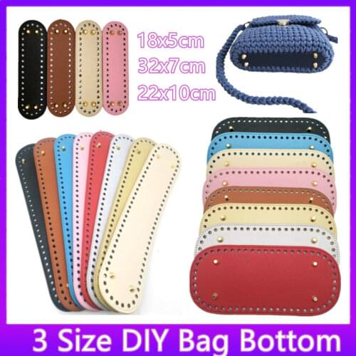 2 Sizes Handmade Oval Long Bottom Pu Leather Rectangle Round Bottom Diy Crochet Bag Bottom Long Bottom for Knitted Bag