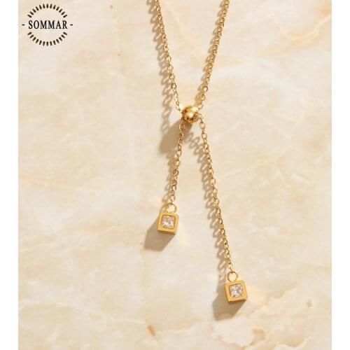 SOMMAR stainless steel hot Selling fashion 18KGP Gold Filled Girl pendants geometric choker prices in euros