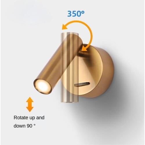 Hotel Room Bedside Lamp Wall Lamp Round Rotatable Project Custom Guest Room Surface Mounted Led Luxury Lighting Lamps