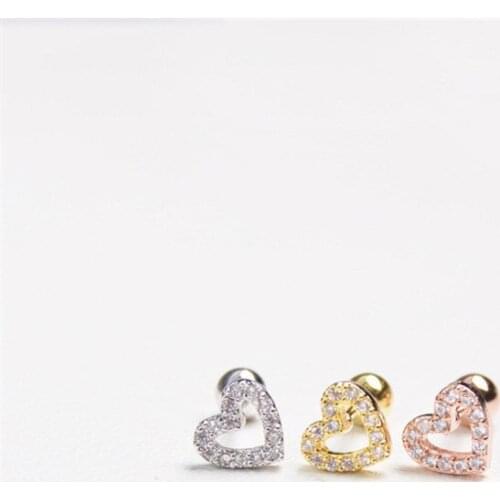 2019 Cute Heart Stud Earrings for Women Lovely Crystal Earrings Fashion Women Earrings Jewelry Wedding Party Stud Earrings