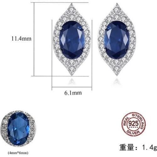 HOT Sell S925 Sterling Silver Artificial blue color treasure Crystal zircon ruby sapphire Earrings