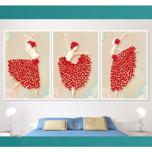 Nordic Decoration ballet dancer Landscape Wall Art Canvas Poster and Print Canvas Painting Picture Home Decor 3pcs/set
