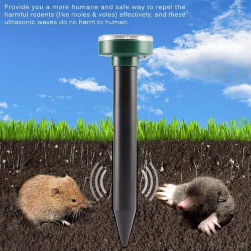 Solar Mouse Repeller Vibration Ultrasonic Farm Outdoor Electronic LED Farm Snake Built in Battery IP64 Sun charging