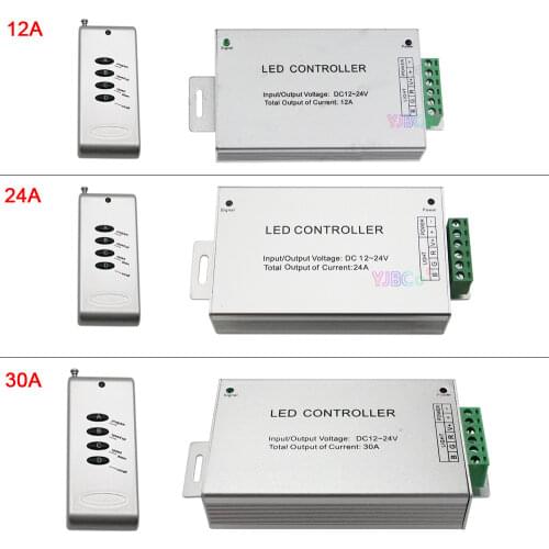 DC12~24V 12A 24A 30A RGB LED Controller RF 4 key Wireless Remote Control Lamp tape Auto memorize Switch dimmer