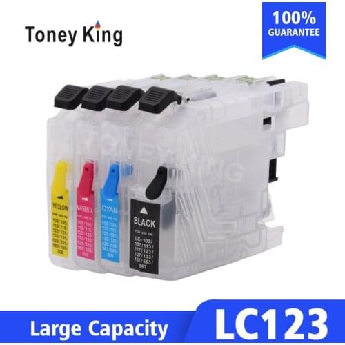 Toney King Refillable Cartridge LC123 XL For Brother LC 123 121 125 127 129 XL MEC J870DW J245 J650DW J6720DW Printer Ink