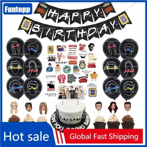 Famous Friends TV Show Theme Party Decoration Friends Balloons Friends Cake Topper Happy Birthday Banner Birthday Party Supplies