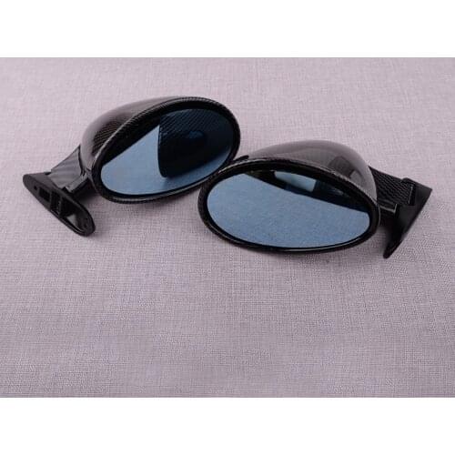 Universal 2Pcs/Set Car ABS Carbon Fiber Style Vintage Side View Wing Blue Mirrors