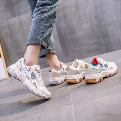 2021 Fashion Womens Platform Sneakers Women Shoes Korean Casual Chunky Sport Shoes White Vulcanized Tennis Female Basket Femme