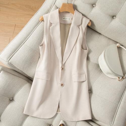 2021 Vest for Women Sleeveless Jacket Coat Female Long Vest Formal Work Ladies Office Vintage Slim Suit Waistcoat Outwear H561