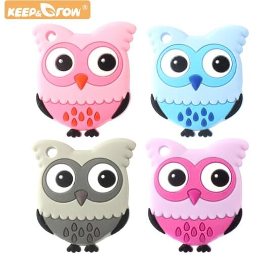 Keep&Grow 1pc Owl Silicone Teethers Food Grade For DIY Baby Teething Necklace Silicone Beads Teething Toddler Toys