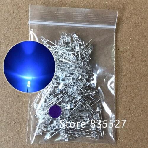 100PCS/LOT F3 3MM Round Transparent Shell Purple UV LED Light-emitting Diodes Water Clear For DIY Light lamp beads DIP