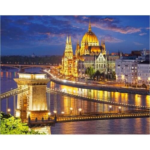 5D DIY Diamond Painting Landscape City Mosaic Cross Stitch Full Round Drill Diamond Embroidery Sticker Decor Paintings Crafts