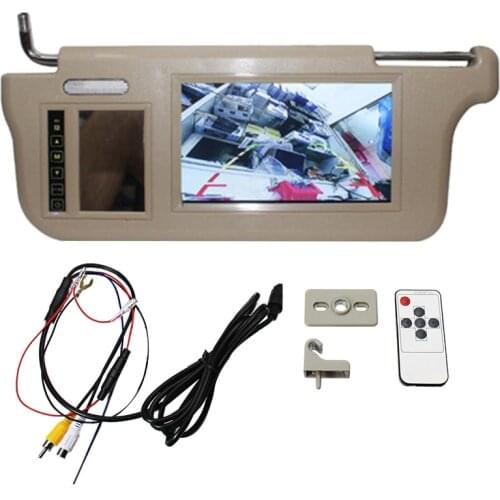 7 Inch Car Sun Visor Mirror Screen LCD Monitor DC 12V Beige Interior Mirror Screen for AV1 AV2 Player Camera