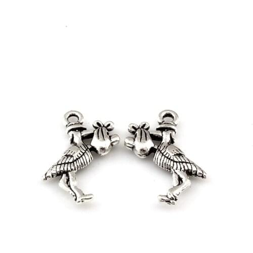 Stork New Baby Pregnant Expecting Charm Pendants 50Pcs /lots 17x23mm Jewelry DIY Fit Bracelets Necklace Earrings