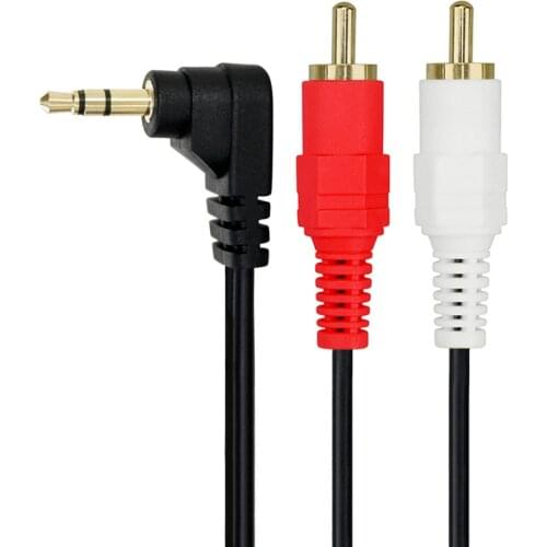 LBSC 1.5M 5Ft 3.5mm 1/8 Stereo Right Angle Male Plug to 2 RCA Male Audio Cable Cord