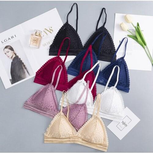 1PCS French Style Bralette Seamless Deep V Lace Bra Wireless Thin Underwear Sexy Lingerie Soft Push Up Bras For Women Hot