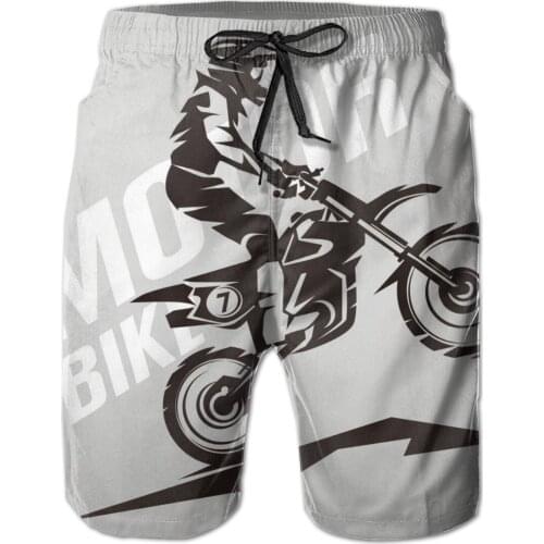 Motocross Print Beach Shorts Men Casual Board Shorts Vacation Quick Dry Shorts Swimwear