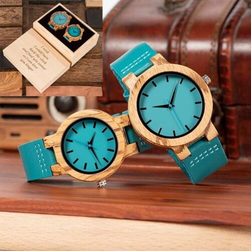 BOBO BIRD Couple Watch Men Women Customize Box Cover Wooden Wristwatch Great Bridesmaid Gift for Wedding Anniversary