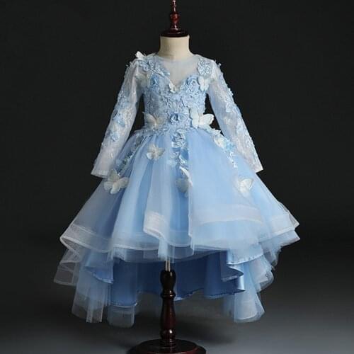 Flower Girl Romantic Wedding Banquet White Petal Dress Girl Princess attend the Eucharist Party and Butterfly Tail Dresses