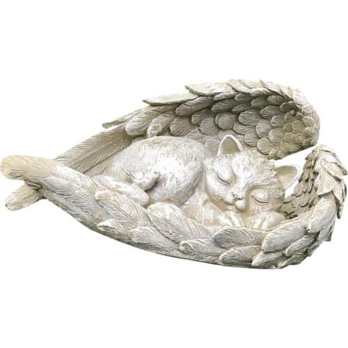 Angel Dog Cat Decoration Resin Pet Memorial Statue Suitable For Memorial Hall And Passionate Pet Lovers