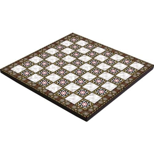 Wooden Chess Board Theme Patterned Black Marble 37x37 cm