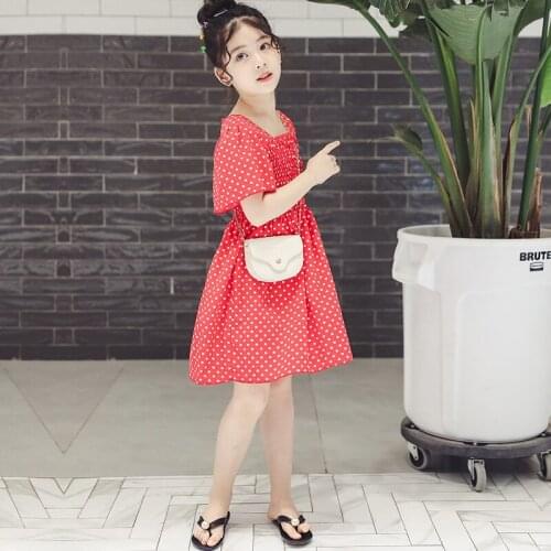 Kids Girls Dresses Summer 2019 Girls Polka Dot Short-sleeved Dress Kids Dresses for Girls Vestidos