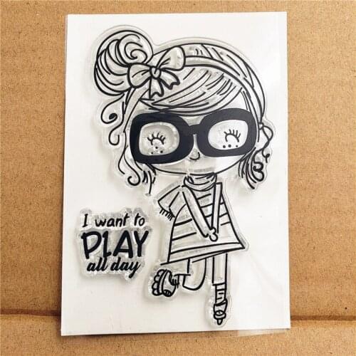 Hot selling Glasses girl alphabet transparent clear stamp / silicone seal roller stamp DIY scrapbook album / card production