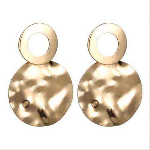 Personality Hollow Out Round Gold Earrings Retro Concave Convex Geometric Earrings for Women Party Jewelry