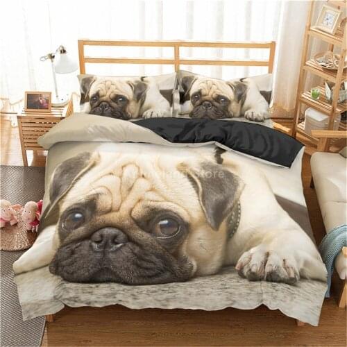 Pet Pug Dog Bedding Set Lovely Animal 3D Print Comforter Luxury Duvet Cover Set Home Textile Decor Twin Queen King Single Size