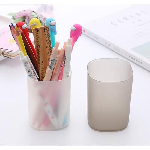 Creative Transparent Pencil Holder Desktop Storage Makeup Brush Cosmetic Storage Box Stationery Pencil Organizer School Supplies