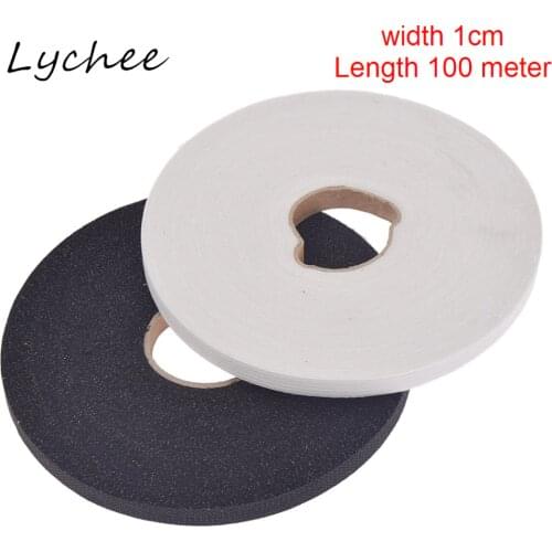 Lychee 100m Black White Non-woven Interlinings Iron On Single-sided Adhesive Tape Fabric Garment Decor Ribbon Cloth