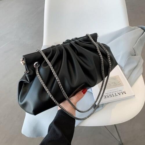 Fashion Soft Leather Chain Crossbody Bags for Women 2021 New High Quality PU Handbags Shoulder Bag Ladies Cloud Day Clutch Purse