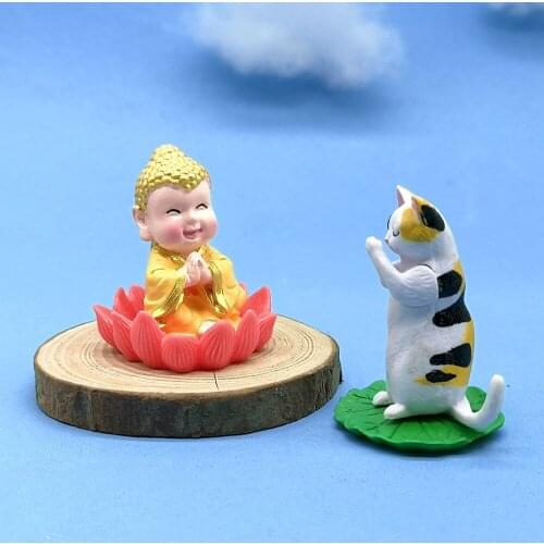 Buddha Prayer 3D Model Figurine Garden Fairy Decor Glass DIY Home Decoration Miniature Resin Craft Modern Statue