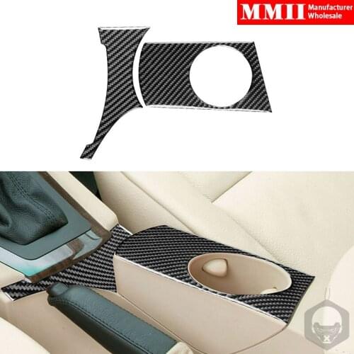 Cup Holder Cover Trim Sticker For BMW X3 E83 2004-2010 Real Carbon Fiber Car Interior Styling Decoration Accessories Black