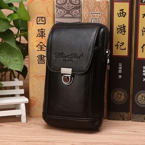 Genuine Leather Men Cell Mobile Phone Case Cover Fanny Pack Real Cowhide Male Purse Pouch Hip Bum Belt Hook Waist Bag